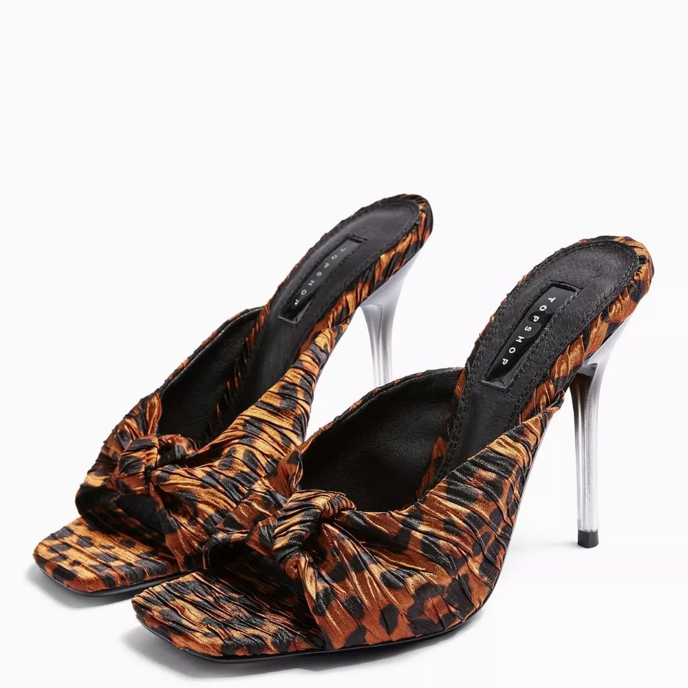 Topshop Orange Leopard Print Mules